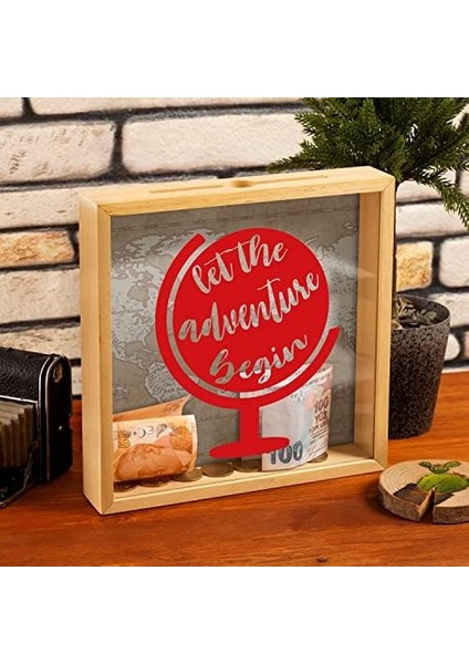 Menashop Metrashop Başlasın Tasarımlı Ahşap Kumbara