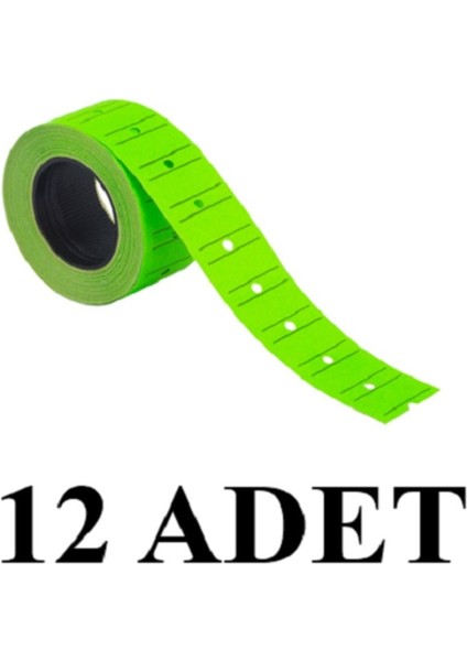 12 Adet Motex Etiket 12X21 mm Fosforlu Yeşil