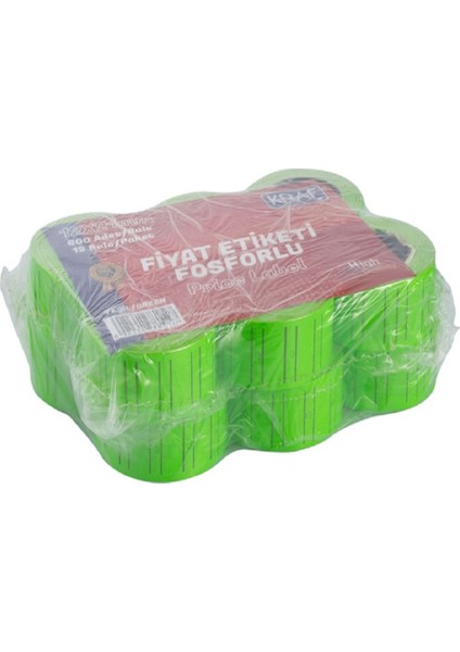12 Adet Motex Etiket 12X21 mm Fosforlu Yeşil