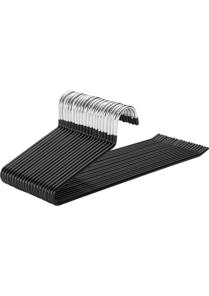 Pantolon Askıları, 20'li Set, Açık Uçlu, Çok Fonksiyonlu, Kaymaz, Siyah CRI004-20, 38 x 0,5 x 13 cm