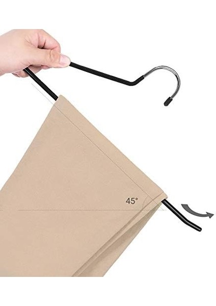 Pantolon Askıları, 20'li Set, Açık Uçlu, Çok Fonksiyonlu, Kaymaz, Siyah CRI004-20, 38 x 0,5 x 13 cm