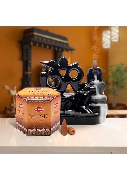 Menashop Metrashop Tütsü Geri Akış Şelale Misk Kokulu 40 Konik Tütsü - Musk Backflow Incense Cones
