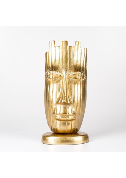 Dekoratif Metal Yüz Dekor Gold 16 x 35 x 11 cm .