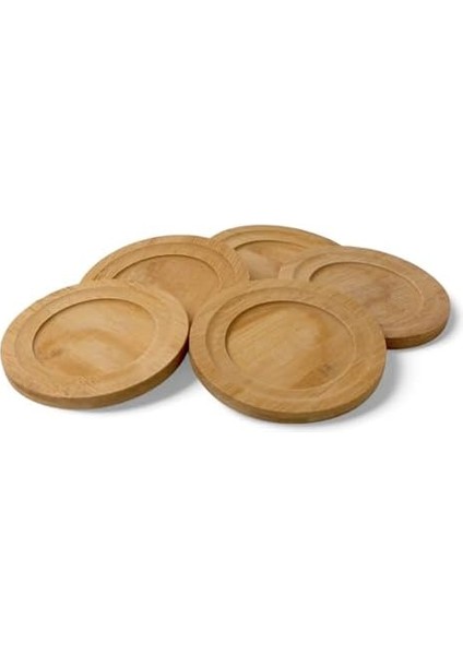 Menashop Metrashop Bambu Yuvarlak Çay Tabağı Bardak Altlığı 6 'lı Set, Dekoratif Bambu Altlık