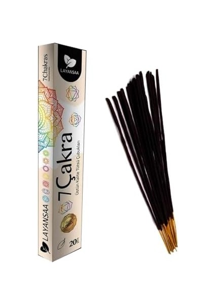 Menashop Metrashop 7 Chakras (7 Çakra) Kokusu Özel Aroma Kokusu Agarbatti Arınma 20 Adet 1 Paket Çubuk Tütsü
