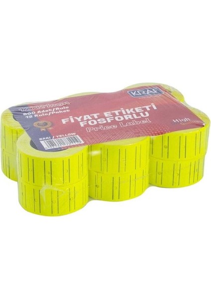 36 Adet 12X21 Motex Fosforlu Sarı Motex Etiketi