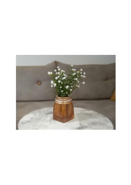 Menashop Metrashop Dahil,vazo Dahil,vazoda Çiçek,beyaz Yapay Çiçek,vazo Dekoratif Taşlı Altın Poliresin 7X7X15CM modelleri