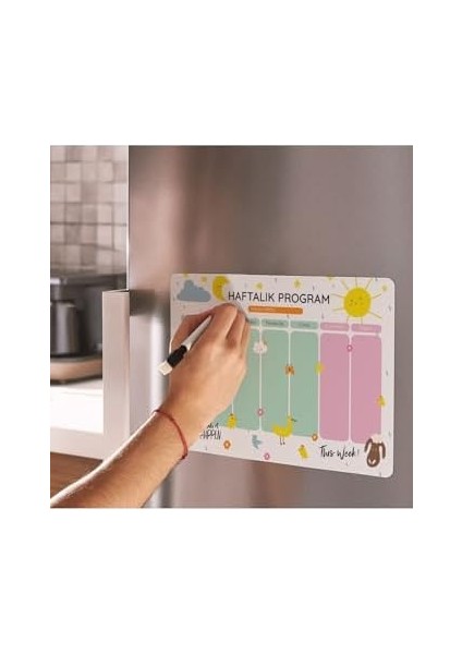 Renkli Magnet Haftalık Görev Planlayıcı 29,7 x 21 cm