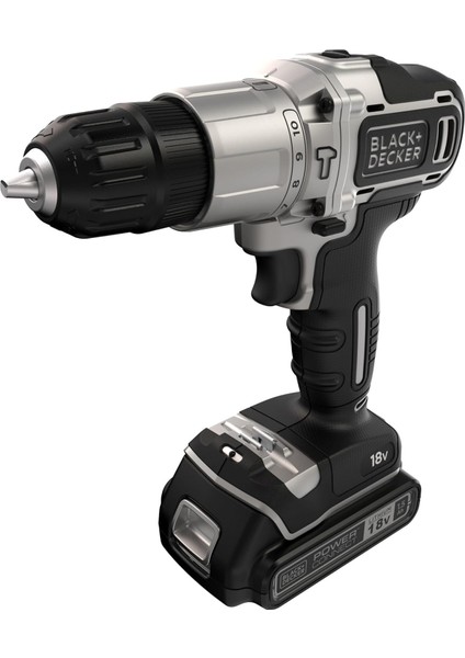 Menashop Metrashop Silver Series BDCHD18SC2K-QW 18V 1.5AH Çift Bataryalı Darbeli Matkap + Acc (2X18V 1,5AH Batarya, 10 Adet Matkap Ucu + 10 Adet Dübel And +10 Adet Vida, Şarj Aleti) Kitbox