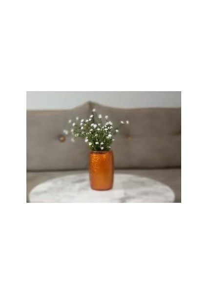 Menashop Metrashop Dahil,vazo Dahil,vazoda Çiçek,beyaz Yapay Çiçek,vazo Dekoratif Altın Renkli Poliresin 5X5X12CM