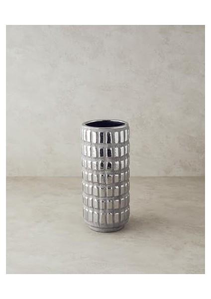 Menashop Metrashop Home Glossy Stoneware Vazo Silver