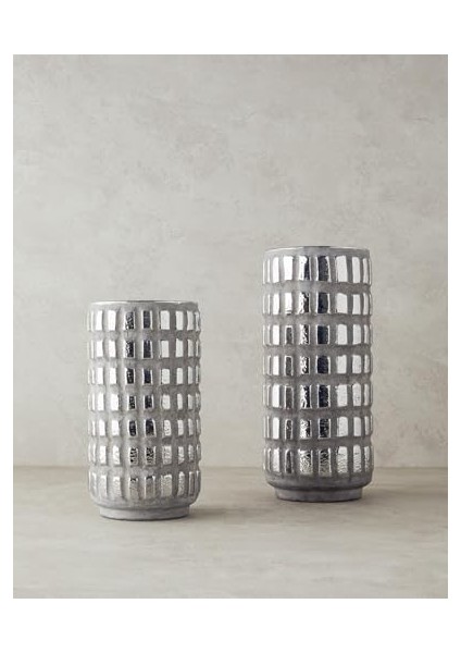Menashop Metrashop Home Glossy Stoneware Vazo Silver