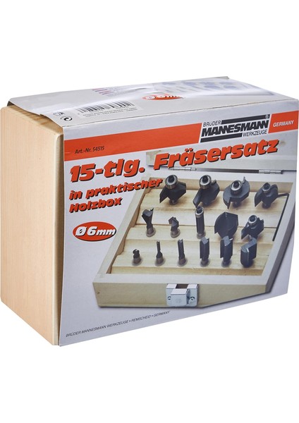 Menashop Metrashop Man 54515, Freze Uç Seti, 15 Parça, Gri