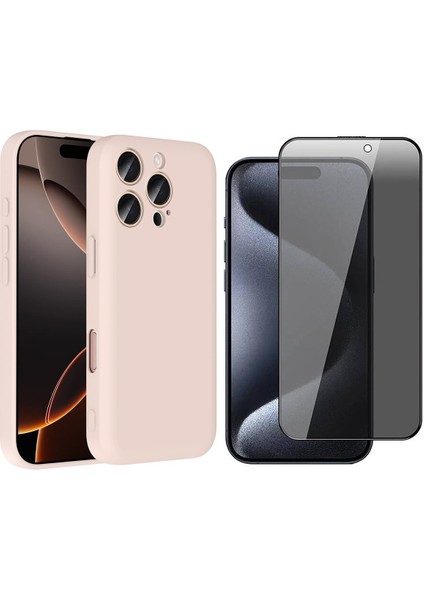 iPhone 14 Pro Max Kılıf Kamera Korumalı Kartlık Hazneli Zore Vitra Kapak + Hayalet Ekran Koruyucu