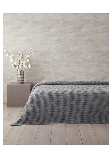Home Fiona Pamuklu Waffle Çift Kişilik Pike Koyu Gri