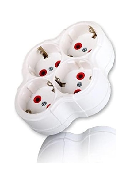 Menashop Fetih 101-04 4 Lü Topraklı Golyat Grup Fiş-Priz (Papatya Model) 1410