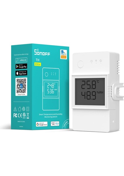 Menashop THR320D 20A Akıllı Sıcaklık ve Nem Izleme Anahtarı, Alexa, Google Home, Rj9 4P4C Arayüzü ile Uyumlu