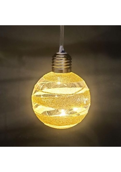 Topu Ampul LED Işıklı Gold Simli 2'li Paket 7 cm .