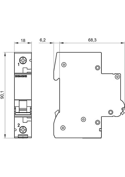 Menashop 50A; 1 Fazlı; 70 Mm; Anahtarlı Otomatik Sigorta; 6ka; C Tipi; Yavaş Karakterli