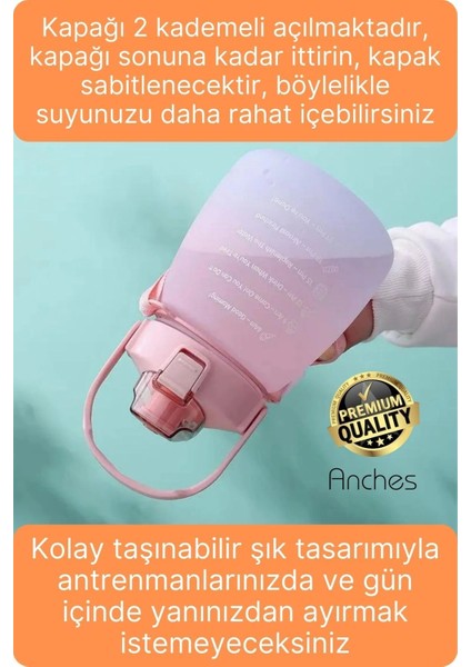 Askılı 1.3 Lt Pipetli Kilitli Sızdırmaz Kapak Tutacaklı Motivasyon Suluk Matara Kamp Okul Bpa Free