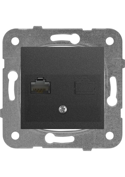 Menashop Nt Füme Data+Nümeris Cat6+Cat3 Mekanizma+Düğme Kapak
