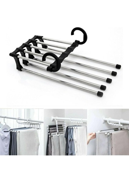 Menashop Metrashop Toptan Hareketli Katlanabilir Askı Dolap Içi Kumaş Kot Pantolon Askısı 5 In 1 Eşarp Askılığı Çoklu Askılık