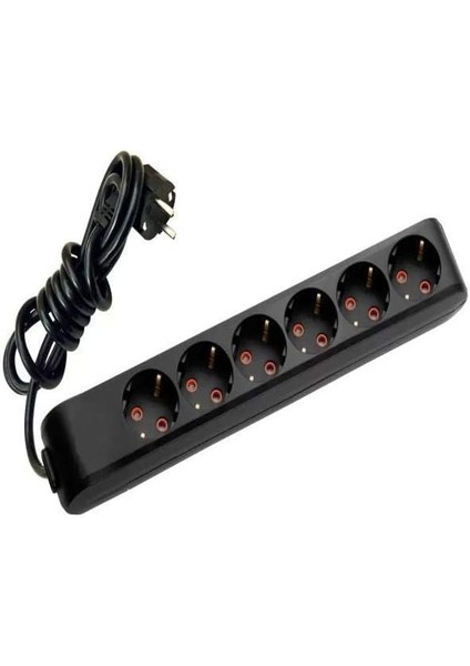 Menashop Metrashop Pack Viko Multi-Let 6lı Topraklı Kablolu Ç.k 5mt Siyah Priz