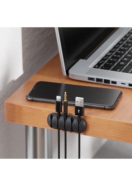 Menashop Metrashop Yapışkanlı Kablo Yönetim Klipsleri, Kablo Düzenleyiciler Tel Klipler Tv Pc Için Kablo Tutucu Dizüstü,ofis Masası Güçlü Yapışkan Serit (Siyah 5 Şeritli (6ADET))