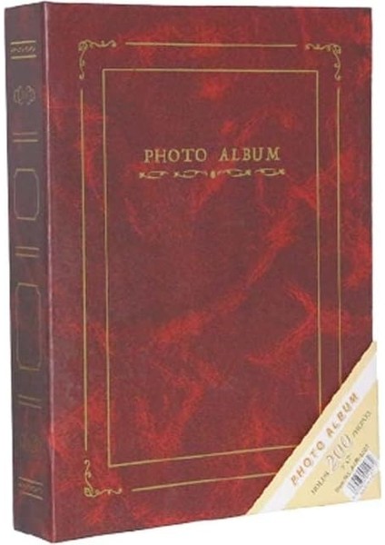 13 x 18 cm 200 Fotoğraf Kapasiteli Ciltbezli Lüks Fotoğraf Albümü (Bordo)