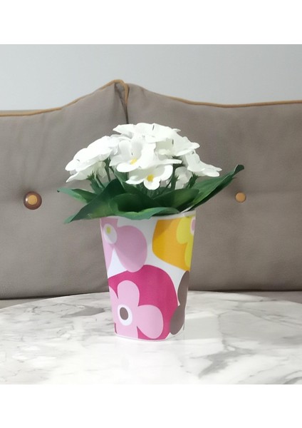 Menashop Metrashop Dahil,vazo Dahil,vazoda Çiçek,beyaz Yapay Çiçek,vazo Dekoratif Kırmızı Papatya 7X7X16CM