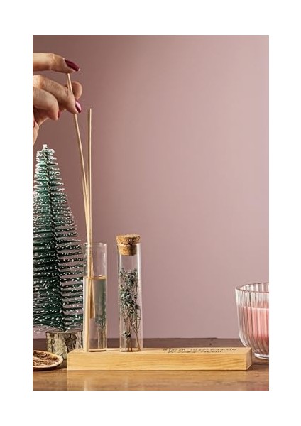 Menashop Metrashop Hayellerin Çiçek Açsın Mottolu Dekoratif Set - Bambu Oda Kokusu Şişesi