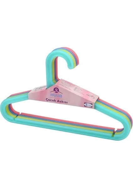 Menashop Metrashop Hanger Plastik Çocuk Askısı, Elbise Askısı, Renkli Askı, Slim Askı (Standart, Adet, 8)