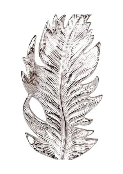 Menashop Metrashop Metal Dekor Yaprak Gümüş 16X10X44 Cm.