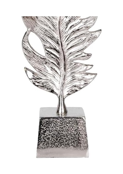 Menashop Metrashop Metal Dekor Yaprak Gümüş 16X10X44 Cm.