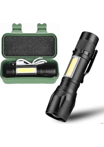 Menashop Taktikal LED El Feneri - USB Şarjlı, Ultra Güçlü Işık, Kompakt Mini Boy, Kamp, Acil Durum ve Dış Mekan Kullanımı, A++ Enerji Sınıfı