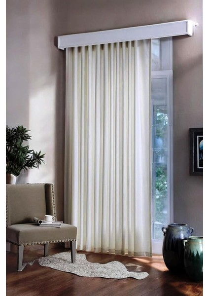 Menashop Metrashop Saten Güneşlik Perde Ekru Renk (270X190CM)
