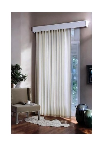 Menashop Metrashop Saten Güneşlik Perde Ekru Renk (270X190CM)