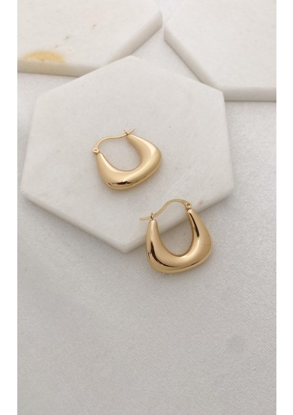 Geometrik Gold Halka Küpe