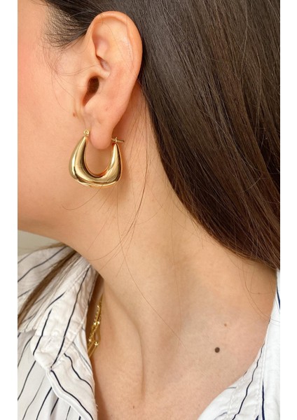 Geometrik Gold Halka Küpe