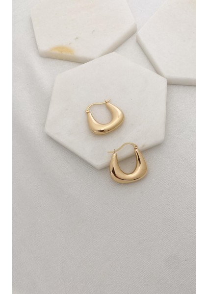 Geometrik Gold Halka Küpe