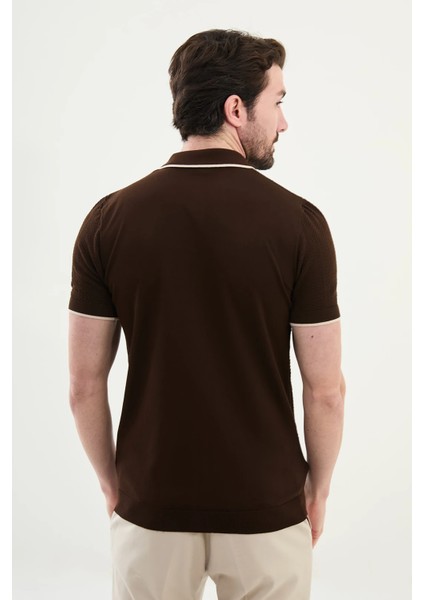 Desenli Slim Fit Polo Yaka Kısa Kollu Erkek Triko Hırka modelleri