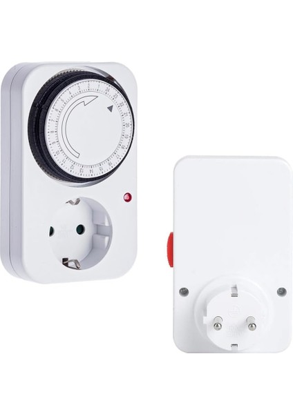 Menashop Metrashop Zaman Ayarlı Duvar Priz, 24 Saat Programlama, Min. 30 Dk, 3500W, 16A