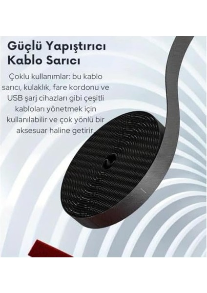 Menashop 5 Metre Cırt Cırt Bantlı Kablo Sarıcı Düzenleyici Organizatör, Kesilebilir Kablo Düzenleyici Kırmızı fiyatları