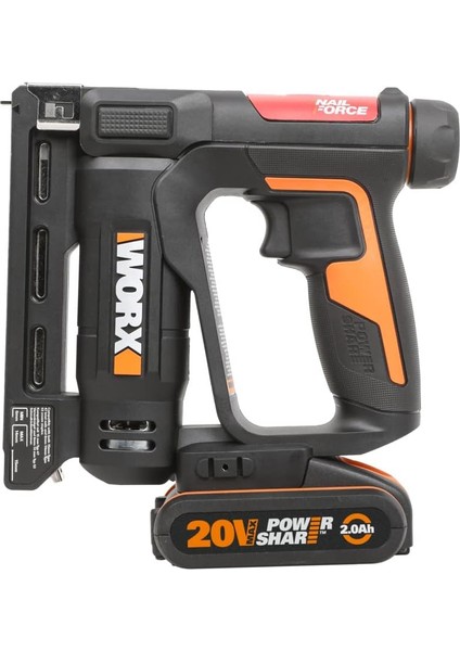 Menashop Metrashop WX843 20VOLT/2.0AH. Li-Ion Şarjlı Profesyonel 6-14MM Zımba ve 15MM Çivi Çakma + 3500 Adet Yedek Zımba ve Çivi