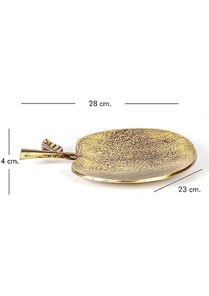 Dekoratif Metal Elma Tabak Gold 28 x 4 x 23 cm .