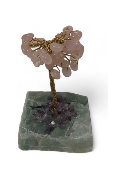 Mineral Altlı Pembe Kuvars Küçük Ağaç