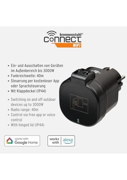 Menashop Metrashop Wifi Özellikli Zaman Ayarlı Dış Mekan Akıllı Priz Siyah