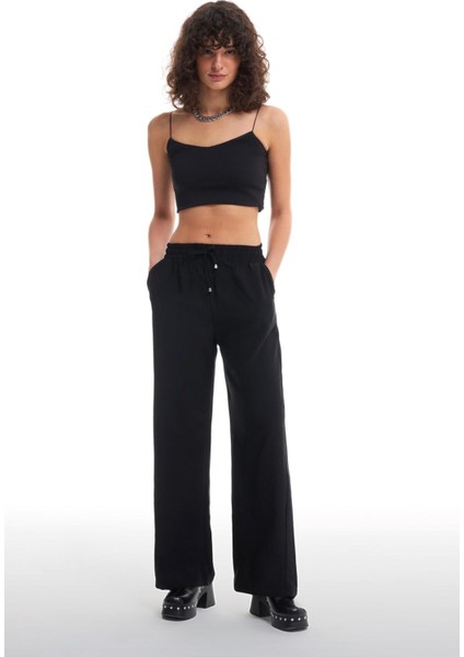 Beli Lastikli Bol Paça Pantolon