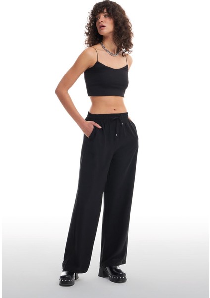 Beli Lastikli Bol Paça Pantolon