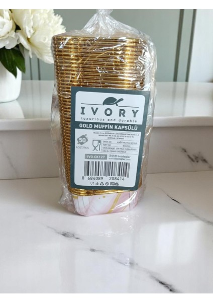 Gold Muffin Kapsül Fırınlabilir Kek Kapsülü Kare 50ADET